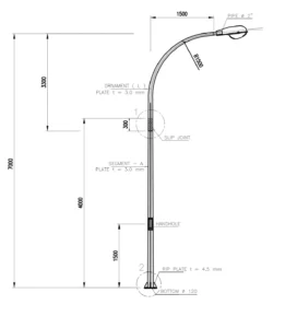 harga tiang lampu jalan 7 meter single parabola