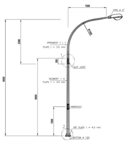 harga tiang pju oktagonal 9 meter single