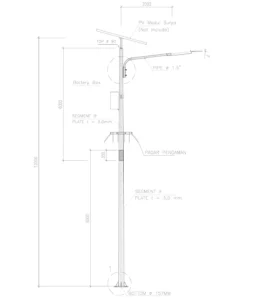 tiang lampu tenaga surya 12 meter Single T