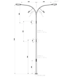 tiang pju oktagonal 12 meter doubel Parabola